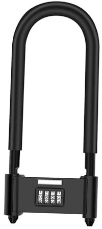 4 Digit Combination Padlock,Heavy Duty Anti Theft U-Shape Security Code Lock with Adjustable Shackle,for Bicycles, E-Bike,Mountain Bike,Road Bike,Gates,Shed, Fence [ Adjustable Range 170-190mm]