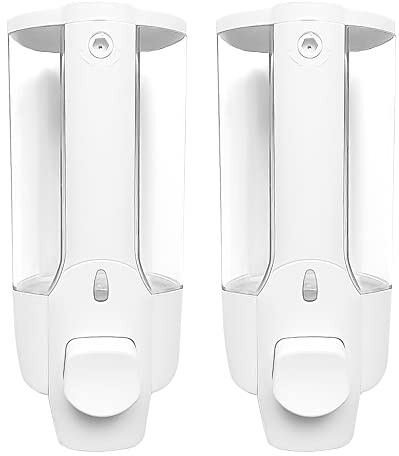 Bekasa - Dispenser di sapone manuale da parete, per doccia, da 350 ml, Dispenser di sapone liquido ricaricabile,erogatore in plastica per casa, bagno, cucina, hotel, ristoranti (Bianco-2)