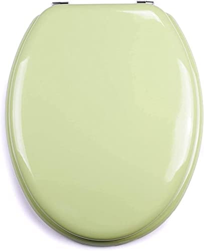 TIENDA EURASIA - Tapa WC Universal, Tapa de WC de Madera Color Verde Pastel, Tapadera de WC con Bisagras de Acero INOX, Tapa WC Medida 43,5 x 37,5 cm