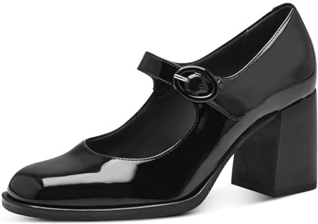 Tamaris Femme Escarpins, Dame Escarpins à lanières,Escarpins Sangle,TOUCHit,Escarpin de Fermeture,Mary-Jane,Festif,Wiesn,Black Patent,38 EU