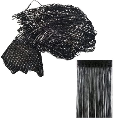 Glitterymall Dekorativer Paillettenvorhang für Zuhause, Terrasse, Schlafzimmer, Vorhang, Perlenvorhang, Kleiderschrank, Jalousien, Wohnzimmer, Schlafzimmer, Trennwand,(schwarz)