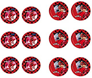 ALMACENESADAN 8435510347895 4789, Pack, Miraculous Composed 23 cm and 6 Cardboard Plates of Lady Bug, Ideal for Parties and Birthdays