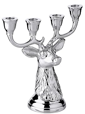 EDZARD Kerzenleuchter Kitu (Höhe 23,5 cm), silberfarben, Aluminium vernickelt, für 4 Stabkerzen