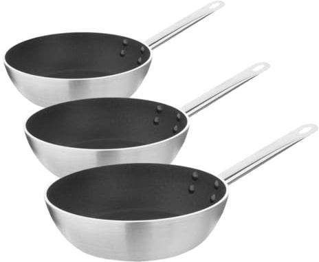 Vogue CB904 Non-Stick Teflon Flared Saute Pan 240mm | Aluminium | All Hob Compatible | 1.1 Litre Capacity (Pack of 3)
