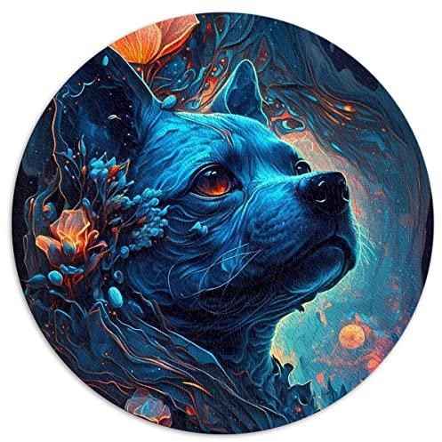 1000 Pieces Round Jigsaw Puzzles Jack Russell Terrier Dog Creative Round Jigsaw Puzzles for Adults and Kids, Cardboard puzzles Challenging To Complete But Fun And Humorous (size 67.5x67.5cm)