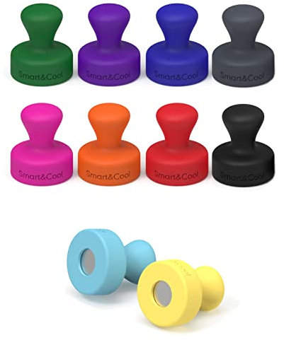 SMART&COOL 10 Pack Small Silicone Fridge Magnets, Anti Scratch Push Pin Magnets, Refrigerator Magnets, Thumbtack Magnets for Fridge, Dry Erase Board, Whiteboard, Office, Classroom, School