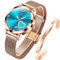 OLEVS Damenuhr Roségold mit Herz Diamant Blau Gesicht Quarz Armbanduhr Wasserdicht Gürtel Armreif Set