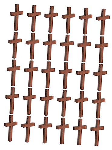 FONDOTIN 30 Stück Kreuze Anhänger DIY Schmuck Zubehör Charms Mini Kreuz Schmuckzubehör Charm DIY Kreuz Charms Halloween Schlüsselanhänger Hält Kreuz Charms Hand Schmuck Halskette Holz
