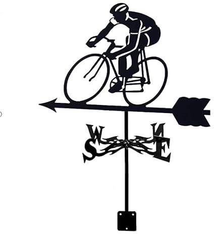 Girouette en vélo de Noir,Girouette de Métal Indicateur de Direction du Vent pour Jardin Cour Toit Ferme Extérieur Décoratif,22x13in