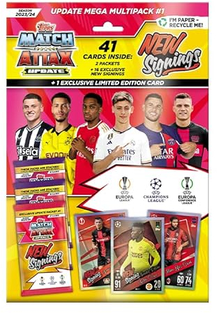 Topps Match Attax 23/24 - Update Mega Multipack #1-41 Match Attax Karten, darunter 16 New Signings und eine Exklusive New Signings Limited Edition Karte!