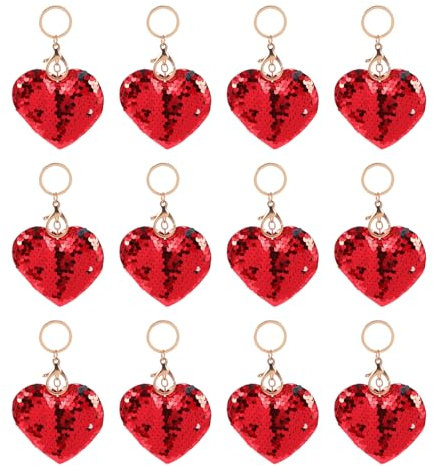 PACKOVE 24 Pcs Heart Pendant Keychain Heart Shape Key Ring Creative Keychain Sequin Heart Keychain Love Keychains Heart Charm Pendant