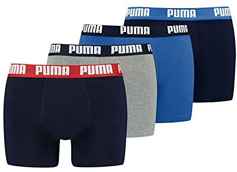 PUMA Herren Boxershorts Trunks Basic Elements aus Baumwolle mit Elasthan, 4er Pack