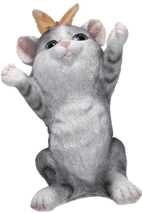 Kisangel Solar Katze Lampe Garten Dekoration Led Solarlicht Katzen Ornament Harz Solar Katze Licht Schmuck