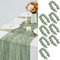 LYAFS 8 Stück Käsetuch Tischläufer Salbeigrün, 90 x 300 cm Blau Seihtuch Tischläufer Waschbares Gaze-Stoff Boho Tischläufer Cheesecloth Hochzeit Tischdekoration für Hochzeitsfeier Brautparty Empfang