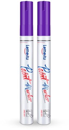 LEMEITU Paint Pens,2 Count Permanent Oil Based Paint Markers,Never Fade Marker Pen,for Office, Art projects, Rock Painting, Ceramic, Glass, Wood, Plastic, Metal, Canvas,Purple
