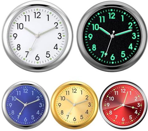 5 Autouhr, Uhr für das Armaturenbrett im Auto, quarzuhr für auto, Autouhr Zum Aufkleben Auf Dem Armaturenbrett, Tragbare Analog Auto Armaturenbrett Zeitdekoration für SUVs, Autos, LKWs, 4×4 CM
