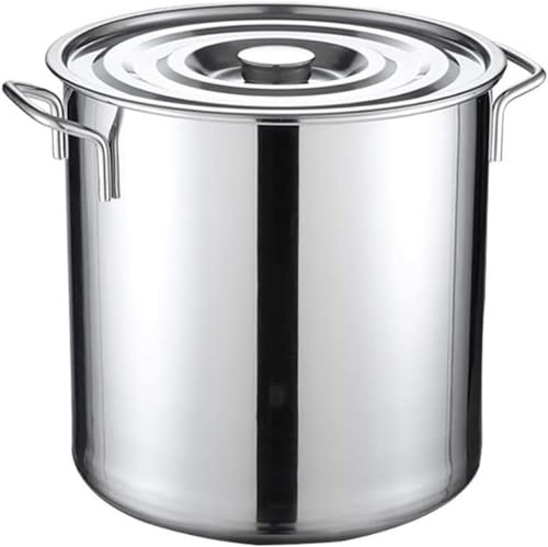 Grande pentola professionale, in acciaio inox con coperchio, pentola per zuppa di grado commerciale, pentola da cucina, 25 cm x 25 cm (10 l)