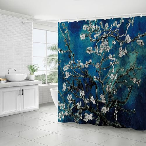 FAIRYGATE Duschvorhang Badewanne Textil Lange Polyester Stoff Bad Vorhang mit Haken Schimmelresistent Badewannenvorhang Bathroom Curtain 180 x 180 cm B8708