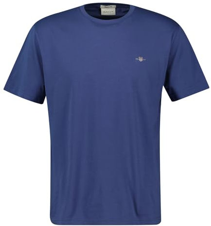 Gant Herren T-Shirt - Regular Shield, Rundhals, Kurzarm, Baumwolle, Stickerei Blau (Dusty Navy) M