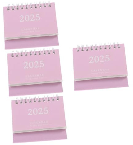 COHEALI 4 Stück Tischkalender 2025 kleiner Monatskalender Büro-Monatskalender Monatlicher Memo- bürodekoration home dekoration Wohnaccessoire kleiner Papier Rosa