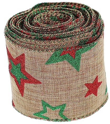 HAPINARY Weihnachtliche Jute-dekoband Mit Sternen Diy Geschenkband Für Weihnachtsbox Faltfrei Leicht Tragbar Für Festtagsdeko Und Bastelprojekte