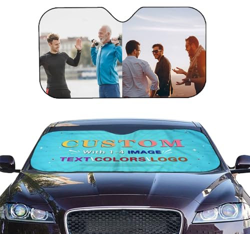 Naispanda Parasol Personalizado para Parabrisas de Coche, Parasol para Parabrisas de Coche con Texto fotográfico Logo Personalizado Protector Solar Plegable contra Rayos UV