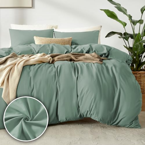 puredown Bettbezüge 240x220cm + 2er Kissenbazug 40x80cm - Mikrofaser Atmungsaktive Superweich, Oeko-Tex Bettwäsche-Sets, 3 teilig, Sommergrün