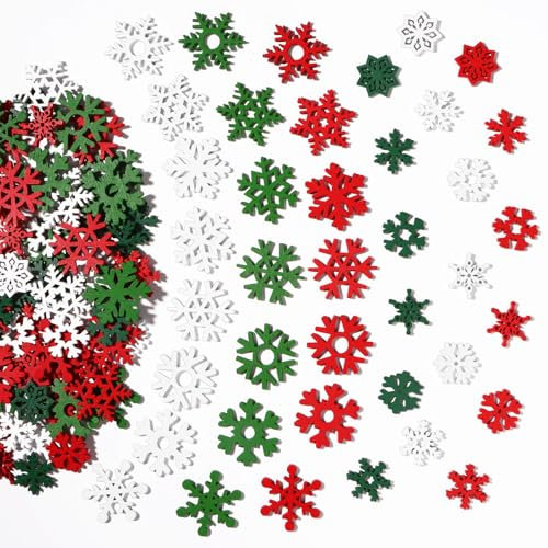 100 Stück Schneeflocken Streudeko aus Holz Basteln Konfetti Dekoration Tisch Deko Ideal als Weihnachtsdeko Tischdeko Weihnachten Dekorieren Winter Neujahr Geburtstag Party