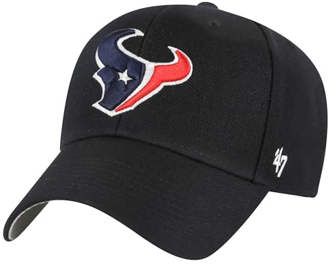 47 NFL Houston Texans MVP Unisex-Baseballkappe, Verstellbarer Klettverschluss, Einheitsgröße, Team Logo, Farbe Schwarz