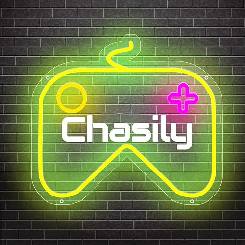 Personalized Gaming Neon Sign for Wall Decor, Custom Name Gamepad Shaped LED Neon Light Game Light Up Sign Gaming Acrylic Night Light for Bedroom Playroom Man Cave (Gaming-3)