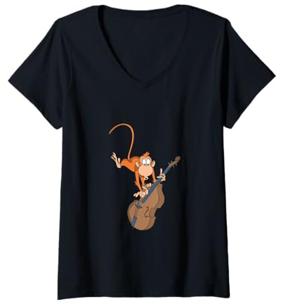 Damen Monkey Kontrabass Spieler Rockabilly T-Shirt mit V-Ausschnitt