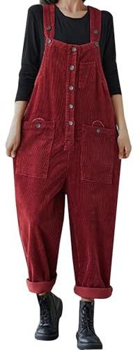Pantaloni Velluto A Coste, Pantaloni Donna Invernali Classici, Salopette Pantaloni Invernali Con Tasca Colore Puro All'Aperto 2024 Moda Tuta Casual Loose Comodi