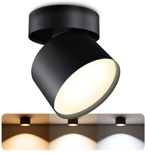SSC-LUXon SAMU Decken Aufbauspot schwarz schwenkbar inkl. GX53 LED 3W - 3CCT Downligtht Spot warmweiß + neutralweiß + kaltweiß