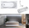 VBChome Baignoire 160 x 70 cm blanc acrylique espace pour éclairage LED support de baignoire siphon baignoire rectangulaire blanc design moderne bonde en chrome