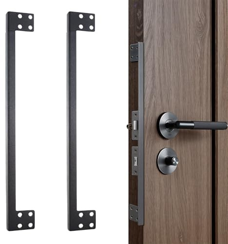 2 Pcs L-Shaped Door Latch Guard Plates 11, Door Latch Guard Home Security Door Lock Plate, Door Latch Cover, Latch Protector Matte Black, Outswing Angle Latch Protector, Outswing Door Security