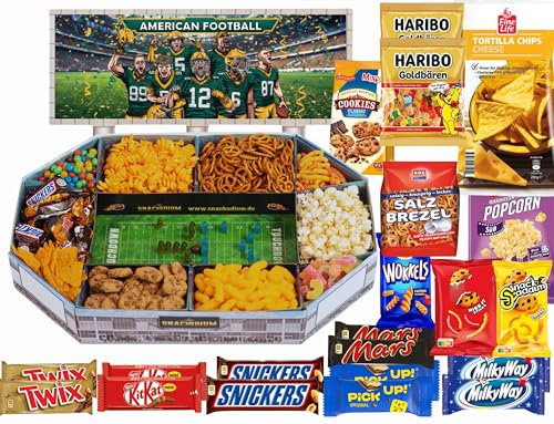 American Football Snackstadion Pro 2025 Super Bowl- Einizgartiges Geschenk für echte Football Fans, Echtes Stadionfeeling für Zuhause. Überraschung für jeden Football Fan - FARBEN Auswahl (Grün)