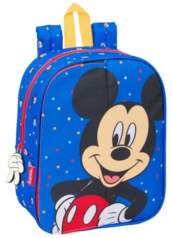 Safta MICKEY MOUSE GOOD DAY - Mochila Guardería, Adaptable a Carro, Fácil Limpieza, Ideal para Niños de Diferentes Edades, Cómoda y Versátil, Calidad y Resistencia, 22x10x27 cm
