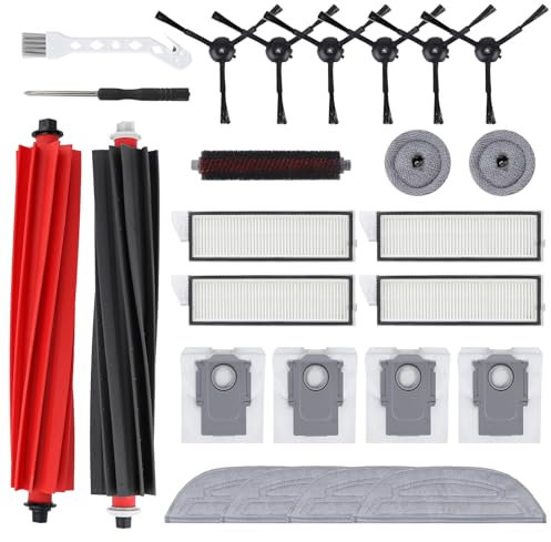 Feilifan 24 PCS Accessories Kit for Roborock S8 MaxV Ultra/ S8 Max Ultra Robot Vacuum Cleaner, Replacement Parts Main Brush, Side Brush, Washable Filter, Mop Cloths, Dust Bags