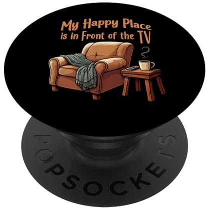My Happy Place TV Funny Armchair Relaxation Design PopSockets Klebender PopGrip