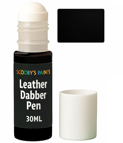 Scooby's Paints Leather Dabber Pen, 30ml, Leather Recolouring Paint Balm for Sofas, Repair for Faded & Scratched Upholstery Car Seats, Shoes and Clothing (7 BLACK)