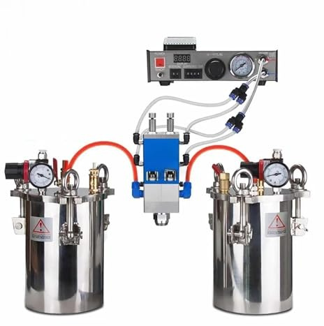 DUOCAI Stainless Steel Pressure Tank with Side Outlet 5L vollautomatisches AB-Misch-Flüssigkleber-Spender-Kit Druckbehälter-Spendermaschine Ausrüstung for Epoxidharz(220V)