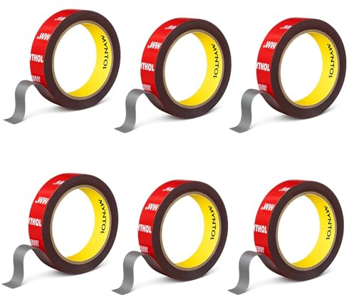 Heavy Duty Double Sided Tape, Strong Adhesive Tape for Offices, Home, and Cars, 6 Rolls of Double Sided Sticky Tape, 3 Meters Long, 100mm Diameter