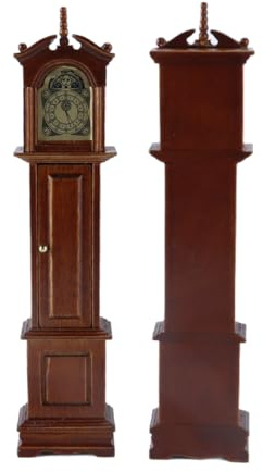 Ausi Mini-Standuhr-Modell, Puppenhausmöbel im Maßstab 1:12, Retro-Standuhr aus Holz für die Inneneinrichtung, Braun