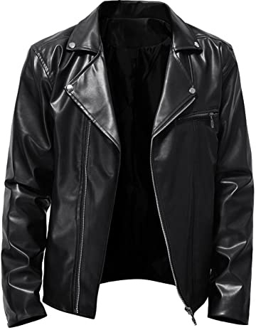 Bauzuoyo Lederjacke Herren Motorrad Jacke Latex Leder Lack Optik Clubwear Gothic Punk Vintage Pilotenjacke schmale Passform Kunstlederjacke Zip Kurz Bikerjacke Einfarbig