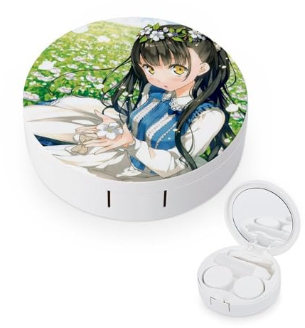 fkgvwo Contact Lens Container Flower Girl Travel Contact Lens Box with Mirror Tweezers Solution Bottle