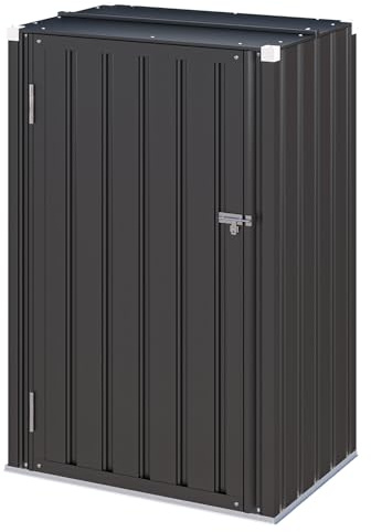 YODOLLA Outdoor Metal Vertical Storage Cabinet,Tool Cupboard, Dark Grey | Rust-Resistant,Corrosion-Resistant,Waterproof,Sturdy,Rubber Screw Sleeve,Flexible Metal Hinges