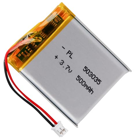 LiPo Akku 3,7V 500mAh 503035 mit 2P-PH-Anschluss, Wiederaufladbarer Lithium Polymer Akku für Bluetooth-Lautsprecher, Dashcams, Wearables & Elektronikgeräte