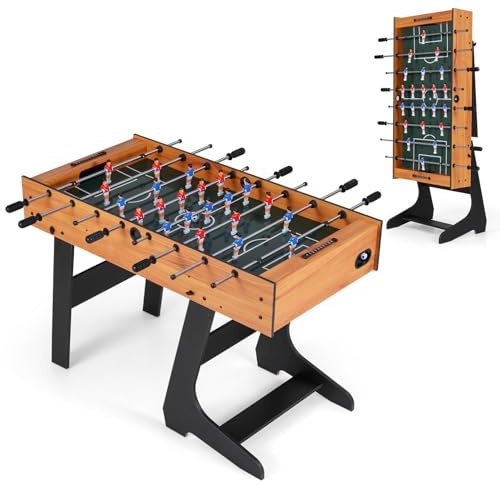 HOMASIS Kickertisch, klappbarer Tischfußball inkl. 22 Kicker, 2 Bällen & 2 Punktezähler, Tischkicker für Erwachsene & Kinder, Fußballtisch, Spieltisch für Partys & Bars, 121 x 60,5 x 81 cm