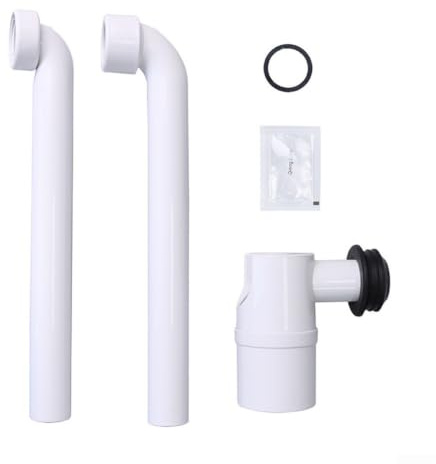 G1-1/4 Inch White Plastic Siphon With 70 Mm Deep Water Seal For Compact Bathroom Sink Drain Pipe Space Saving Design Adjustable Bottle Trap(90°)