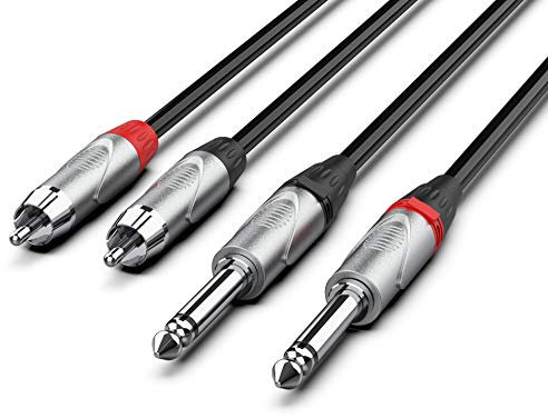 Audibax Pro Cable 2 Jack Mono a 2 RCA 10 Metros Negro